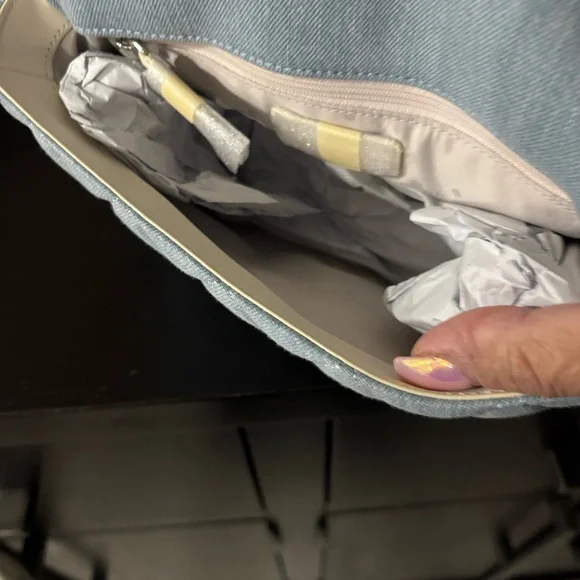 kate spade Denim Quilted Light Blue Shoulder Bag with Cream Chain - Picture 7 of 8